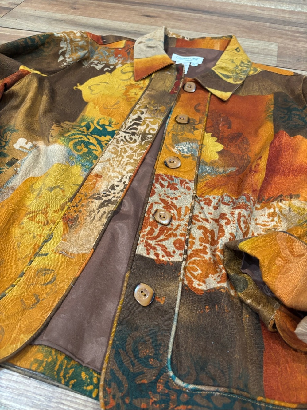 Coldwater Creek Painted Patchwork Jacket in Autumn Hues - Picture 6 of 7